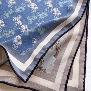 Écharpe carrée double face en <span class=keywords><strong>soie</strong></span> de mûrier et laine, imprimée, élégante, de luxe léger, pour <span class=keywords><strong>femme</strong></span>, 70 cm, couleurs contrastées - Product Image 4