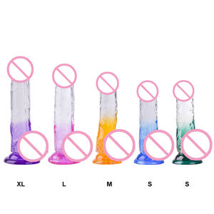 قضيب اصطناعي جيلي TPE ناعم وواقعي متدرج اللون للبيع بالجملة مع قاعدة شفط، لعبة جنسية للمداعبة للرجال والنساء والأزواج - Product Image 2