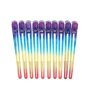 Pinces à cheveux en cristal arc-en-ciel, pinces à bec de canard en plastique de 12 cm pour le coiffage et la séparation des cheveux - Product Image 1