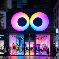 Enseigne lumineuse acrylique dynamique à grands yeux, panneau publicitaire rotatif extérieur RVB coloré pour façade de magasin