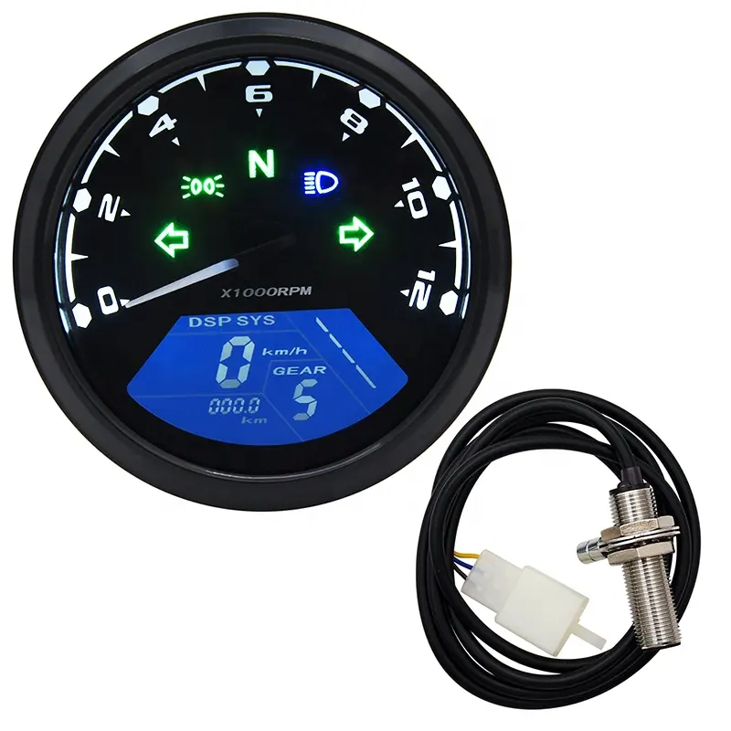 ใหม่ Universal รถจักรยานยนต์ 12000RMP LCD Speedometer เครื่องวัดระยะทางเครื่องวัดความเร็วรอบ 1-4 กระบอกรถมอเตอร์ไซด์มาตรวัดรถจักรยานยนต์ดิจิตอล Dash