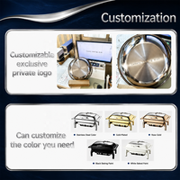 Serveur de buffet de luxe en acier inoxydable plaqué or 8L, alimenté au carburant, avec couvercle amovible, pour la restauration et les présentations de mariage