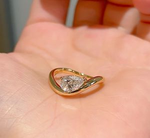 Xinfly 18K Real Gold IGI Certified Custom 1Carat <b>Solitaire</b> Pear Cut Lab Grown Diamond Wedding Engagement <b>Rings</b> for Romantic Gift - Product Image 5