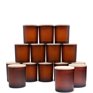 New Design Luxury Empty Heat Resistant Glass Candle Containers with Customizable Color Cylinder Shape and Glass <b>Lids</b> Low MOQ - Product Image 1
