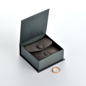GLAMPKG New Arrival Microfiber Jewelry Cover Deboss Logo Button Pouch Magnetic Book Style Box With Foam Insert Packaging Set - Product Image 5