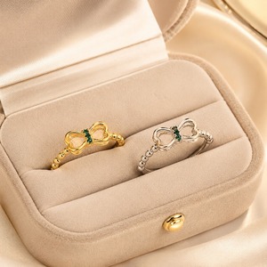 Anello Aperto a Forma di Fiocco con Dettagli Scintillanti, Design Elegante, Accessori di Moda per Donne - Product Image 1