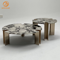 Table basse moderne de luxe italienne en marbre avec pieds en acier inoxydable doré, mobile et décorative pour le salon, meubles de maison