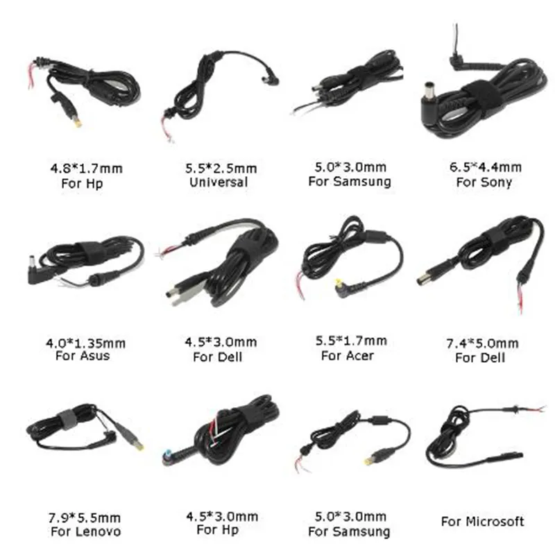 Conector de alimentación de 1,2 M para portátil, adaptador de enchufe de CC, Cable de cargador, 22AWG, para Surface, Dell, HP, Asus, Lenovo, ACER, Notebook, cargador