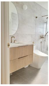 2025 anti kelembaban kayu padat kenari merah Oak kabinet rias kamar mandi <span class=keywords><strong>Vanity</strong></span> dengan LED - Product Image 2