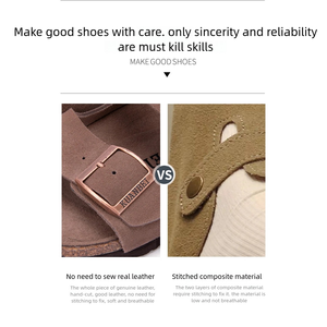 Sandalias planas de cuero de vaca Birkenstocks, zapatillas de corcho de piel de vaca sin cordones para Niñas para todas las estaciones, primavera, verano, invierno y otoño - Product Image 5