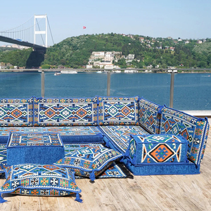 Ensemble Canapé Modulable en Tissu Bleu Majlis Arabe en U, Style <span class=keywords><strong>Marocain</strong></span>, <span class=keywords><strong>pour</strong></span> <span class=keywords><strong>Salon</strong></span>, Hôtels et Centres Commerciaux - Product Image 3