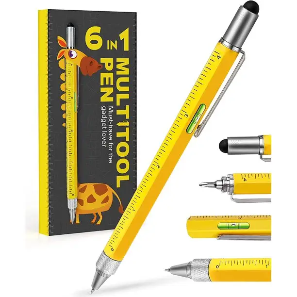 Caneta multifuncional 6 em 1, multifuncional, stylus, caneta com chave de fenda e régua