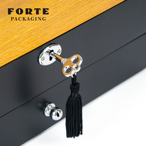 FORTE rétro nouveauté couleur clash 3 couches surdimensionné capacité anneau bracelet noir grain de bois <span class=keywords><strong>bijoux</strong></span> <span class=keywords><strong>bijoux</strong></span> boîte de rangement - Product Image 5