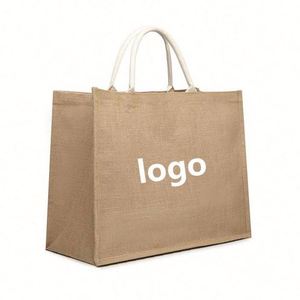 Sac fourre-tout classique tendance pour courses et plage, réutilisable, grand format, en jute, pour femme - Product Image 1