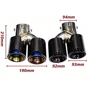 Embouts d'échappement quadruples en fibre de carbone brillante pour BMW 340i G20 M340i, remplacement de tuyau d'échappement avec intérieur en acier inoxydable, ajustement OEM - Product Image 6