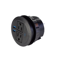 Juego de Sofás Redondos con Enchufe Eléctrico Integrado con 2 Tomas de Corriente Estándar de EE. UU. y 2 Puertos de Carga USB con Clasificación IP44, Muebles Modernos