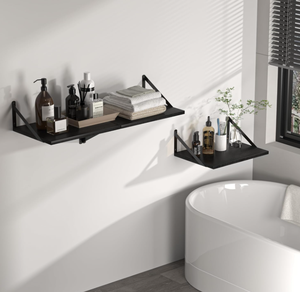 Juego de 2 Estantes Flotantes Negros para Libros, Estante Flotante para Libros de Madera para Montar en la Pared con Soporte de Metal - Product Image 6