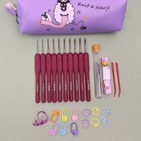 Kit de Couture et de Tricot Manuel DIY, avec Crochet en Acier Inoxydable à Manche Souple et Aiguille à Pull pour Laine, Emballé dans un Sac