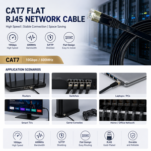 Плоский сетевой кабель Ethernet CAT7 CAT6 CAT6e CAT5 CAT5e RJ45 для роутера, ПК, ноутбука - Product Image 4