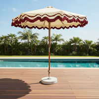 Sombrilla de Aluminio para Patio, Fabricada a Medida, Moderna, de Gran Tamaño, con Borlas Onduladas Colgantes, Impermeable, para Patio Central