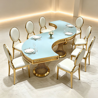 Chaises et tables de mariage en acier inoxydable en forme de S, design moderne et simple pour les événements hôteliers