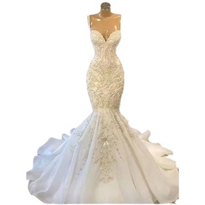 Mermaid Wedding Dress Fishtail Beaded Lace Strapless Sweetheart Neckline Chiffon With Beading Natural Waistline Zipper Closure - Product Image 5