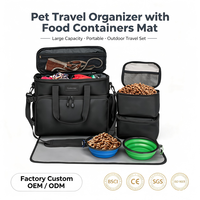Kit de voyage tout-en-un pour animaux de compagnie, sac de transport pour chien avec 2 contenants de rangement pour nourriture, tapis d'alimentation, organiseur d'accessoires pour chien pour les sorties