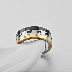 Retro Dominant Roestvrij Staal Roterende Dierenriem Ring Chinese Stijl Uur Tijd Ring Niche Persoonlijkheid Mannen Ring - Product Image 4
