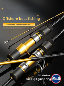 Canne à pêche <span class=keywords><strong>en</strong></span> fibre de carbone robuste pour jigging et pêche à la traîne <span class=keywords><strong>en</strong></span> bateau, avec anneaux Fuji, capacité d'attraction de 100-350g, poids de l'appât max. 18kg - Product Image 2