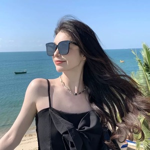 Trendy Large Frame Anti-UV Black Frame women Driving Sunglasses Black Ladies <b>Eyewear</b> - Product Image 1