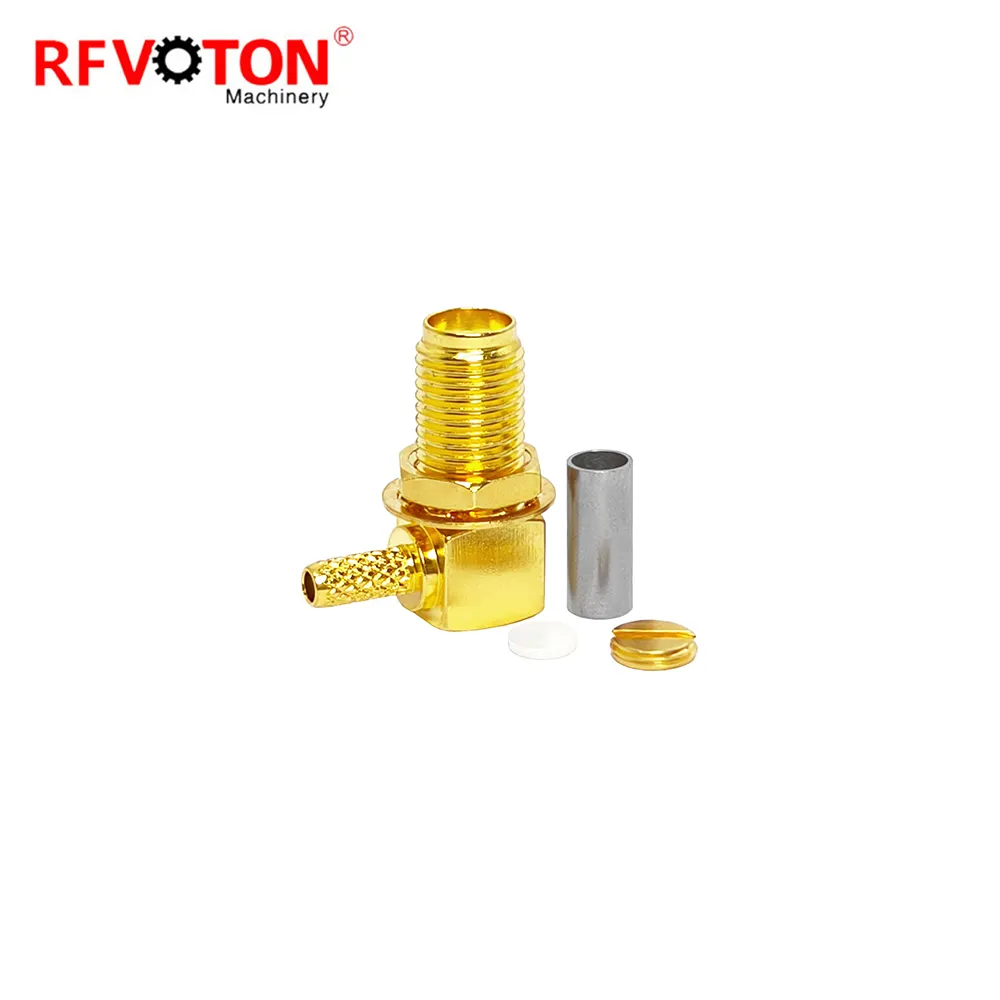 Factory supply sma female jack bulkhead panel for lmr195 cable right angle 90 degree elbow rf for coaxial connector Converter