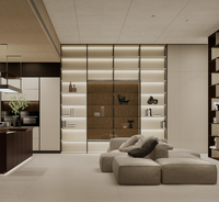 Vitrine encastrée sur mesure en bois massif, hauteur réglable, pour villa et appartement - Design moderne, mobilier écologique fabriqué au Shandong