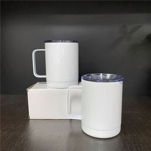 Tasses de voyage blanches vierges pour sublimation, 10oz 12oz, avec couvercle anti-éclaboussures, pour sublimation par transfert thermique, pour bière, café, eau - Product Image 2