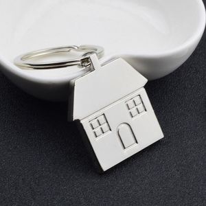Wholesale Business Gift Fashion Vintage Letterpress Printing Engraving Silver Zinc Alloy House Shape Keychain <b>Key</b> <b>Chain</b> - Product Image 2