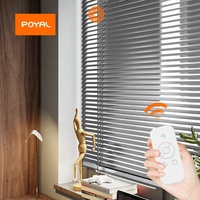 POYAL Stores à enroulement électriques modernes blancs intelligents à 15 canaux avec télécommande, moteur 433 MHz, émetteur de rideau motorisé, sûrs pour la maison
