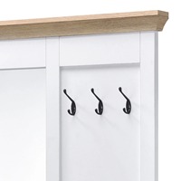Arbre de hall moderne en chêne blanc avec banc de miroir pleine longueur et lampe de rangement pour chaussures ouvertes