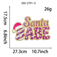 Patch thermocollant brodé à sequins Santa Mama Baby Merry and Bright Christmas pour T-shirts, chapeaux et sacs