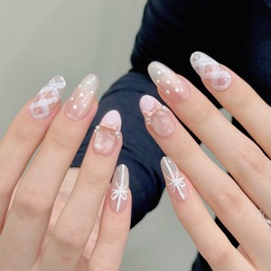 Autocollants pour <span class=keywords><strong>faux</strong></span> <span class=keywords><strong>ongles</strong></span> français, motif cœur de fille en armure, ballet papillon, œil de chat, cuir à carreaux poudré - Product Image 2