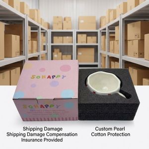 Taza de Cerámica Pintada a Mano de 300 ml, Juego de Tazas de Café de Cerámica, Taza Irregular con Plato para Regalo - Product Image 6