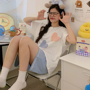 Femmes nouveau été à manches courtes ensembles de vêtements de nuit mignon dessin animé <span class=keywords><strong>pyjamas</strong></span> costume 6535 Pit thermique <span class=keywords><strong>pyjamas</strong></span> - Product Image 1