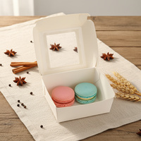 Boîte d'emballage pour macarons blanche personnalisée avec fenêtre transparente et couvercle coulissant, boîte à pâtisserie blanche