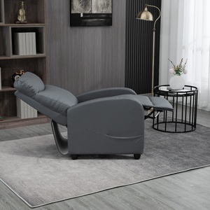 Sillón Reclinable Individual Moderno con Tapicería de Cuero, Estructura Metálica y Ajuste <span class=keywords><strong>Manual</strong></span> - Product Image 5