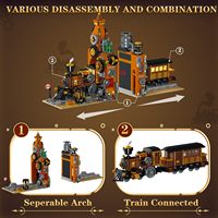 Steampunk Train 1252 PCS Building Toy Blocks avec lumières pour enfants Desk STEM Decor Play