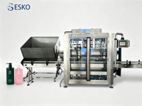 Ligne de dosage multi-buses ESKO pour confiture de fruits, pâte de chili, produits à étaler, shampoing, savon liquide, avec alimentateur à trémie, scelleuse et équipement d'étiquetage