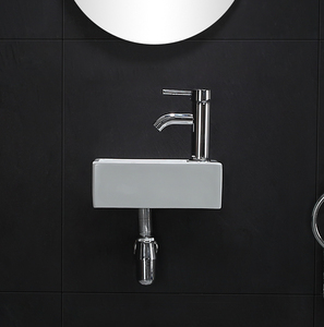 Lavabos pequeños de cerámica Rectangular para pared, lavabos de baño de superficie sólida, <span class=keywords><strong>precio</strong></span> barato - Product Image 3