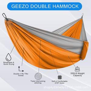 Hamac de camping double Woqi orange et gris en nylon 210T, portable, pour arbres, léger, pour les voyages - Product Image 5