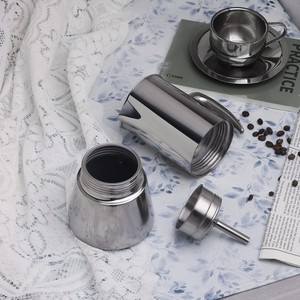 Cafetera Moka de Acero Inoxidable 304 Reforzado, Cafetera Italiana <span class=keywords><strong>para</strong></span> Estufa, Apta <span class=keywords><strong>para</strong></span> Estufas de Gas e Inducción, <span class=keywords><strong>Greca</strong></span> - Product Image 3