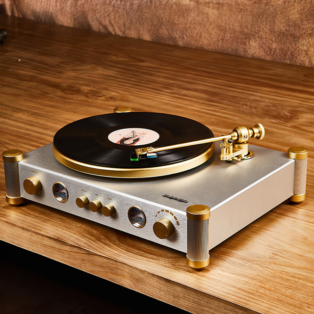 Vinyl-Specific All-In-One Audio System B-18Y Large Turntable for Featuring Upgraded Tonearm Designed for Playing Vinyl
