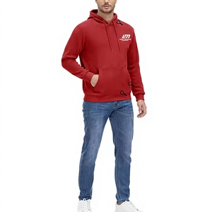 Sudadera con Capucha Roja para Hombre, 100% Algodón, Felpa, Casual, con Bolsillo Delantero, Logotipo Termotransferible, Forro Transpirable, Ropa de Invierno - Product Image 3