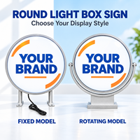 Vente directe d'usine, panneau publicitaire LED rond mince à fixation murale, boîte à lumière rotative, boîte à lumière double face